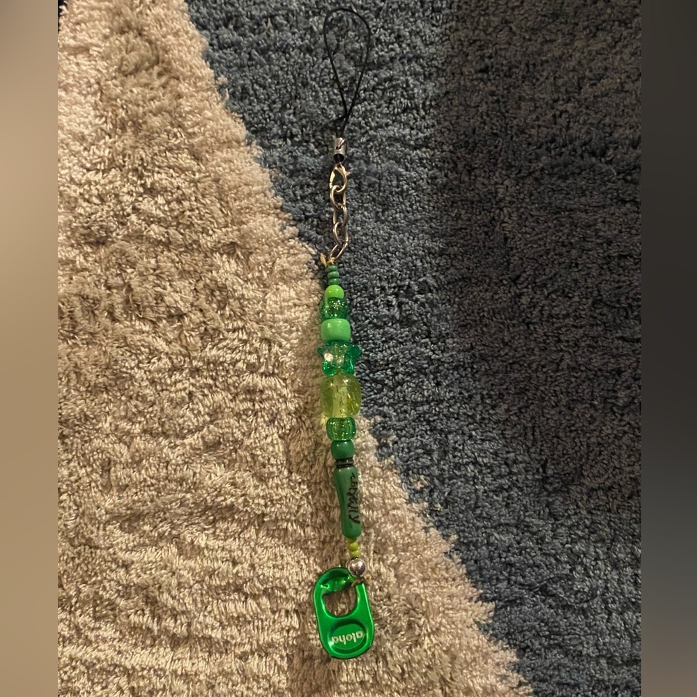Green hand made keychain